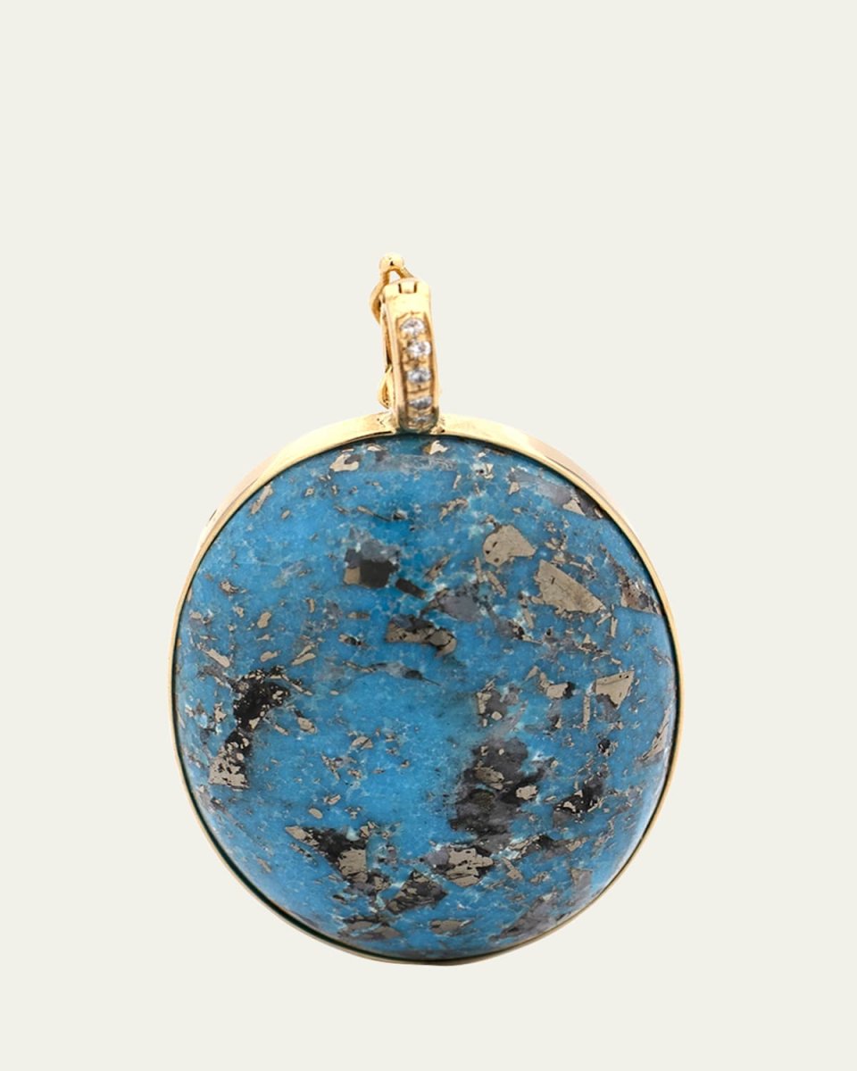 18K Yellow Gold Turquoise and Diamond Pendant